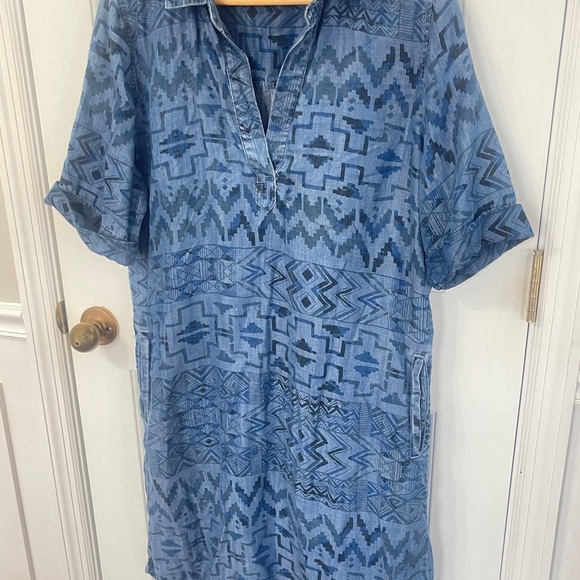 Grace Element Large Aztec Shirt Dress Pockets Short Sleeves Southwest - Picture 3 of 8